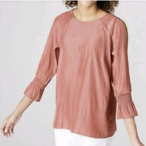 NWT J.Jill Cold Shoulder Blouse Top Bell Sleeves